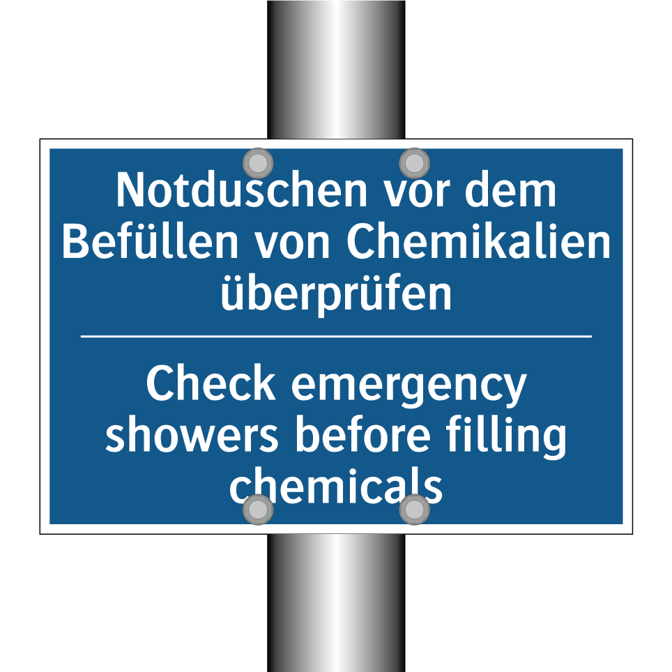 Notduschen vor dem Befüllen von /.../ - Check emergency showers before /.../