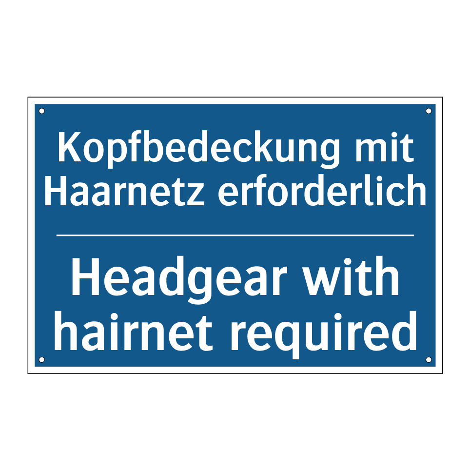 Kopfbedeckung mit Haarnetz erforderlich/.../ - Headgear with hairnet required