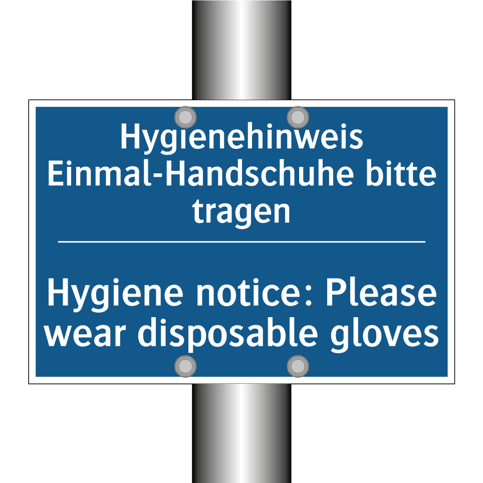 Hygienehinweis Einmal-Handschuhe /.../ - Hygiene notice: Please wear disposable /.../