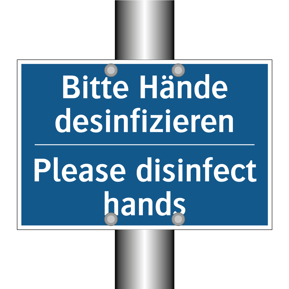 Bitte Hände desinfizieren - Please disinfect hands