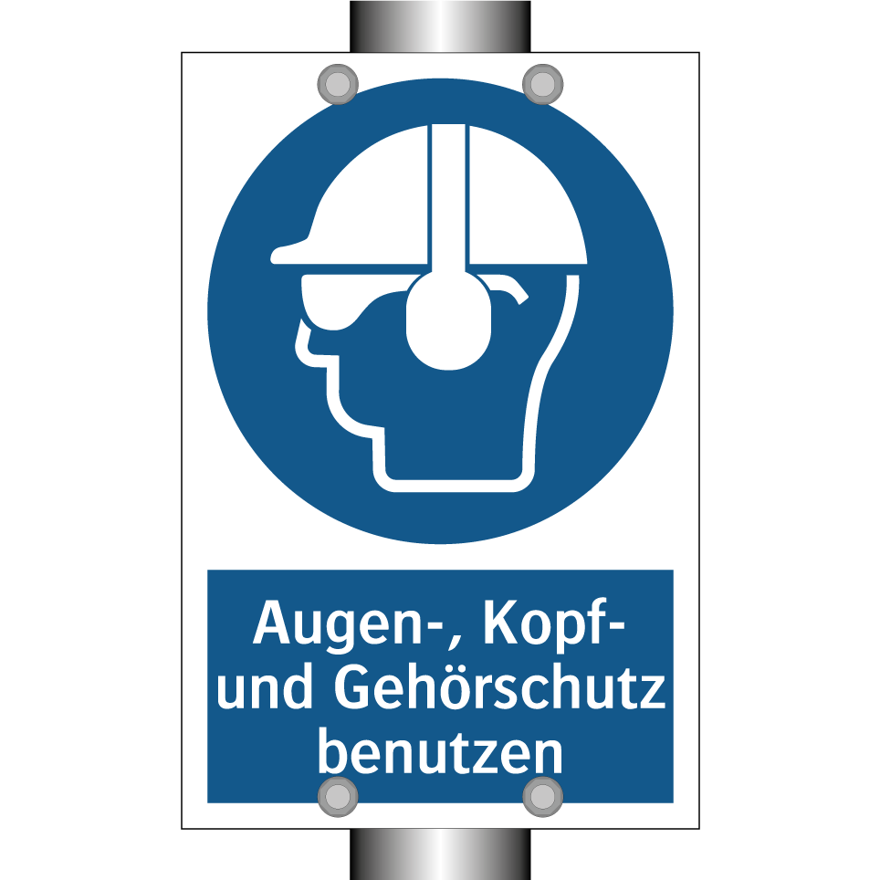 Augen-, Kopf- und Gehörschutz benutzen