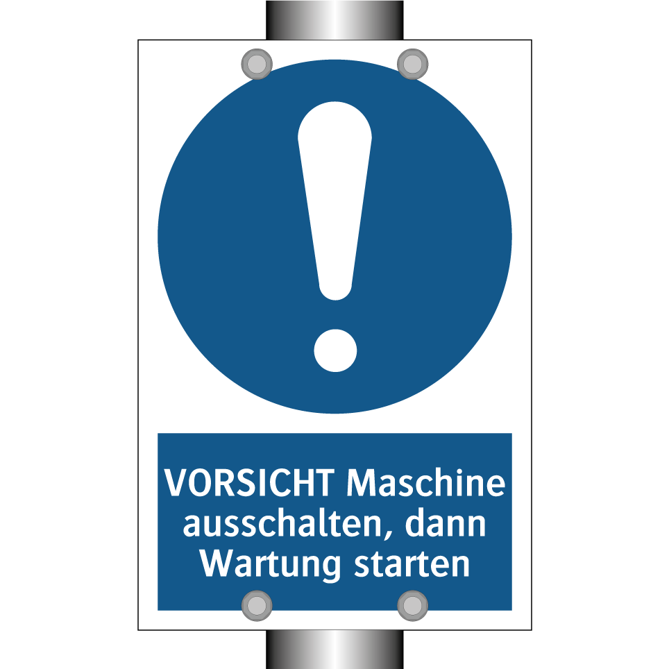 VORSICHT Maschine ausschalten, dann Wartung starten