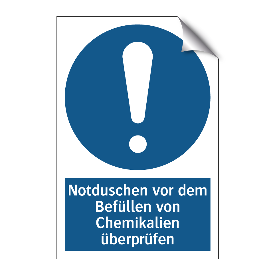 Notduschen vor dem Befüllen von Chemikalien überprüfen