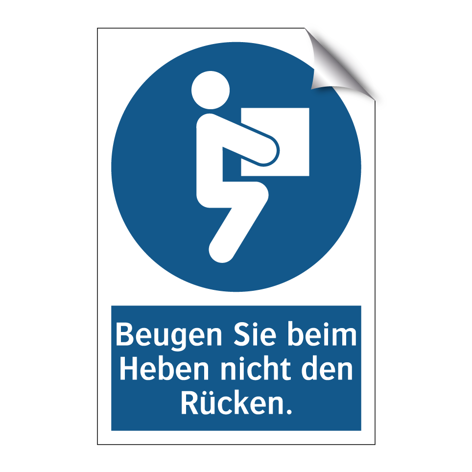 Beugen Sie beim Heben nicht den Rücken.