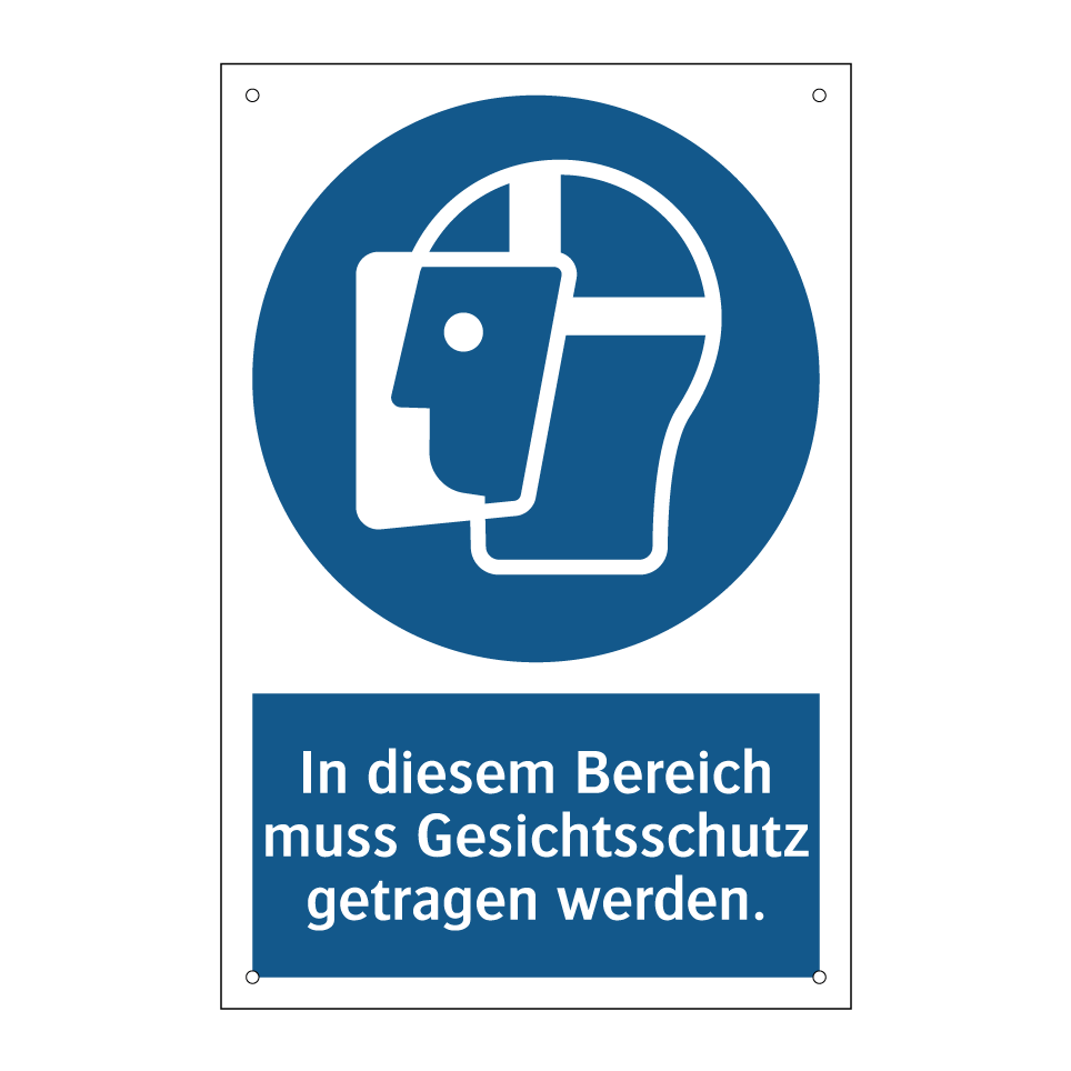 In diesem Bereich muss Gesichtsschutz getragen werden.