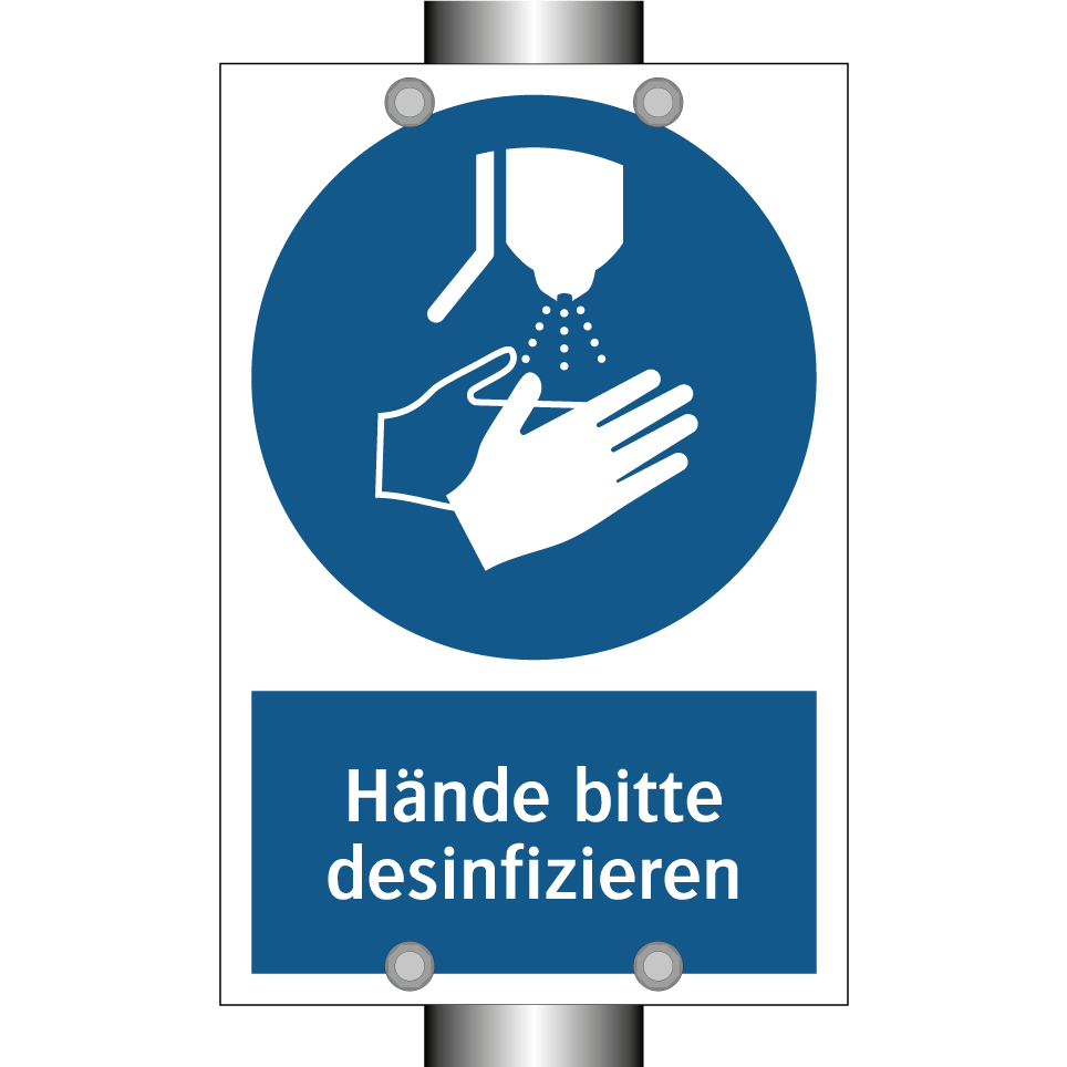 Hände bitte desinfizieren