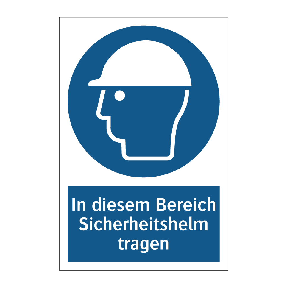 In diesem Bereich Sicherheitshelm tragen