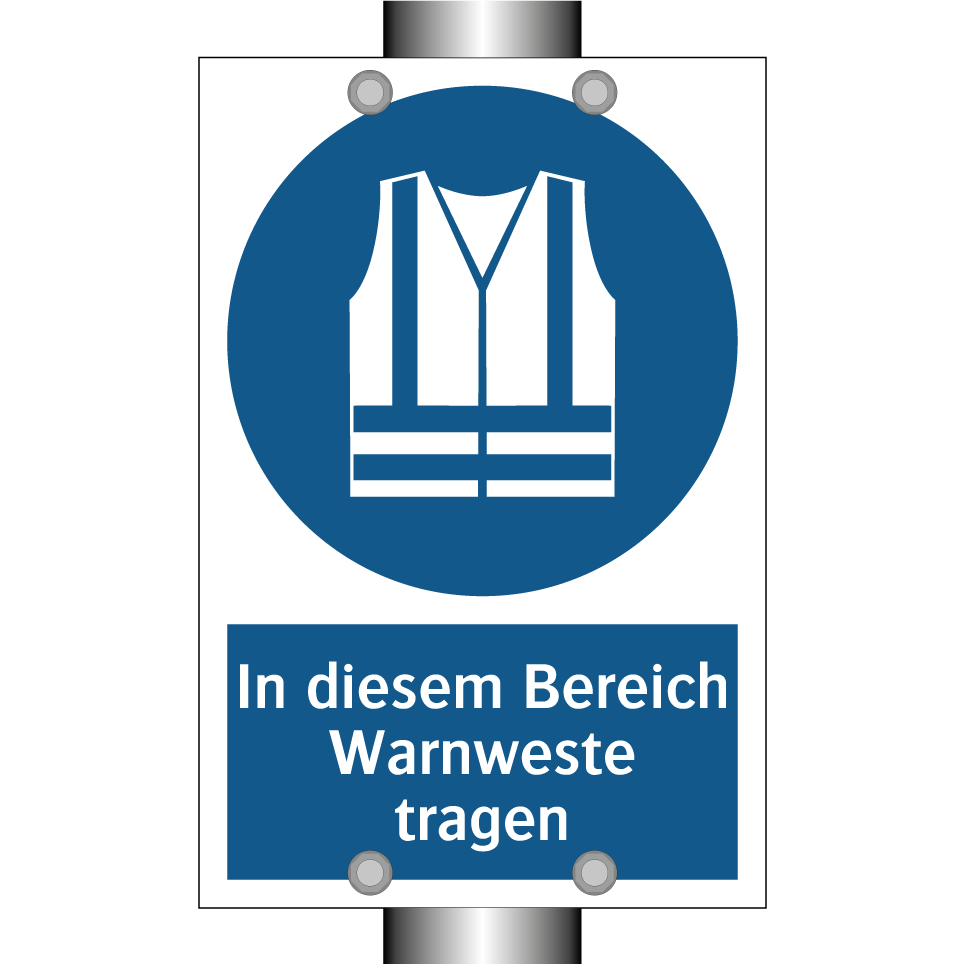 In diesem Bereich Warnweste tragen