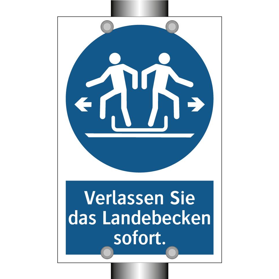 Verlassen Sie das Landebecken sofort.