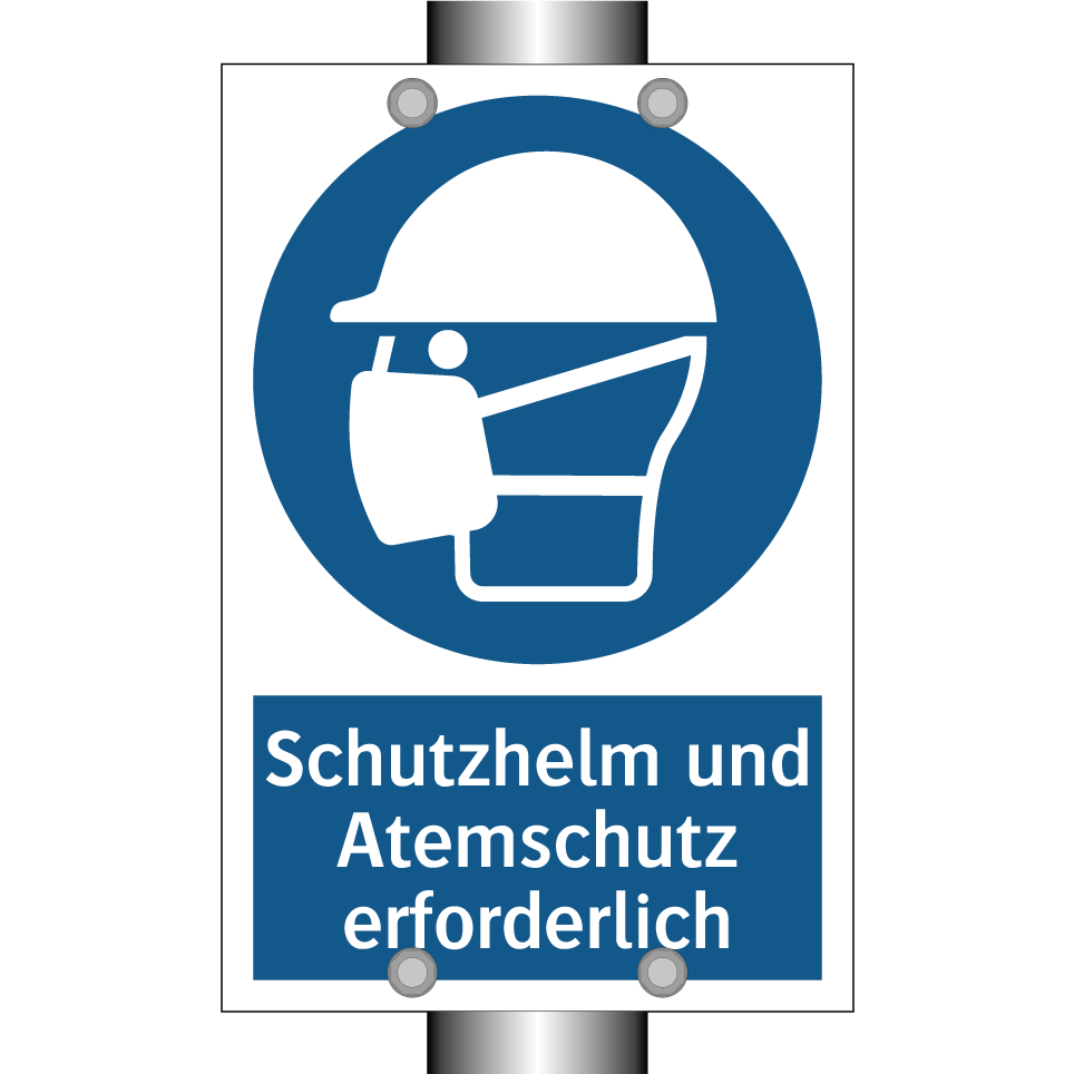 Schutzhelm und Atemschutz erforderlich