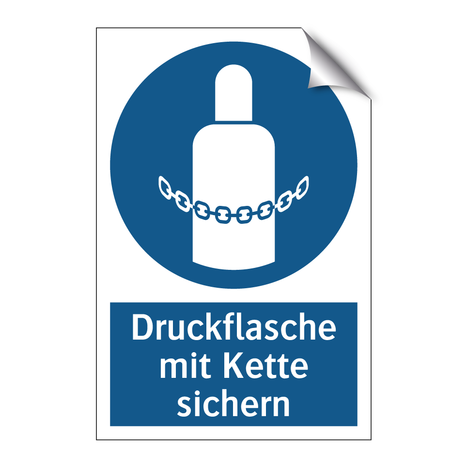Druckflasche mit Kette sichern