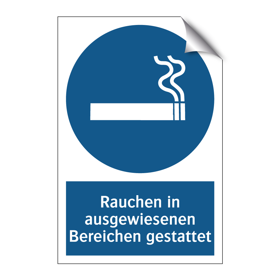 Rauchen in ausgewiesenen Bereichen gestattet