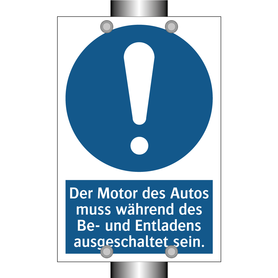 Der Motor des Autos muss während des Be- und Entladens ausgeschaltet sein.