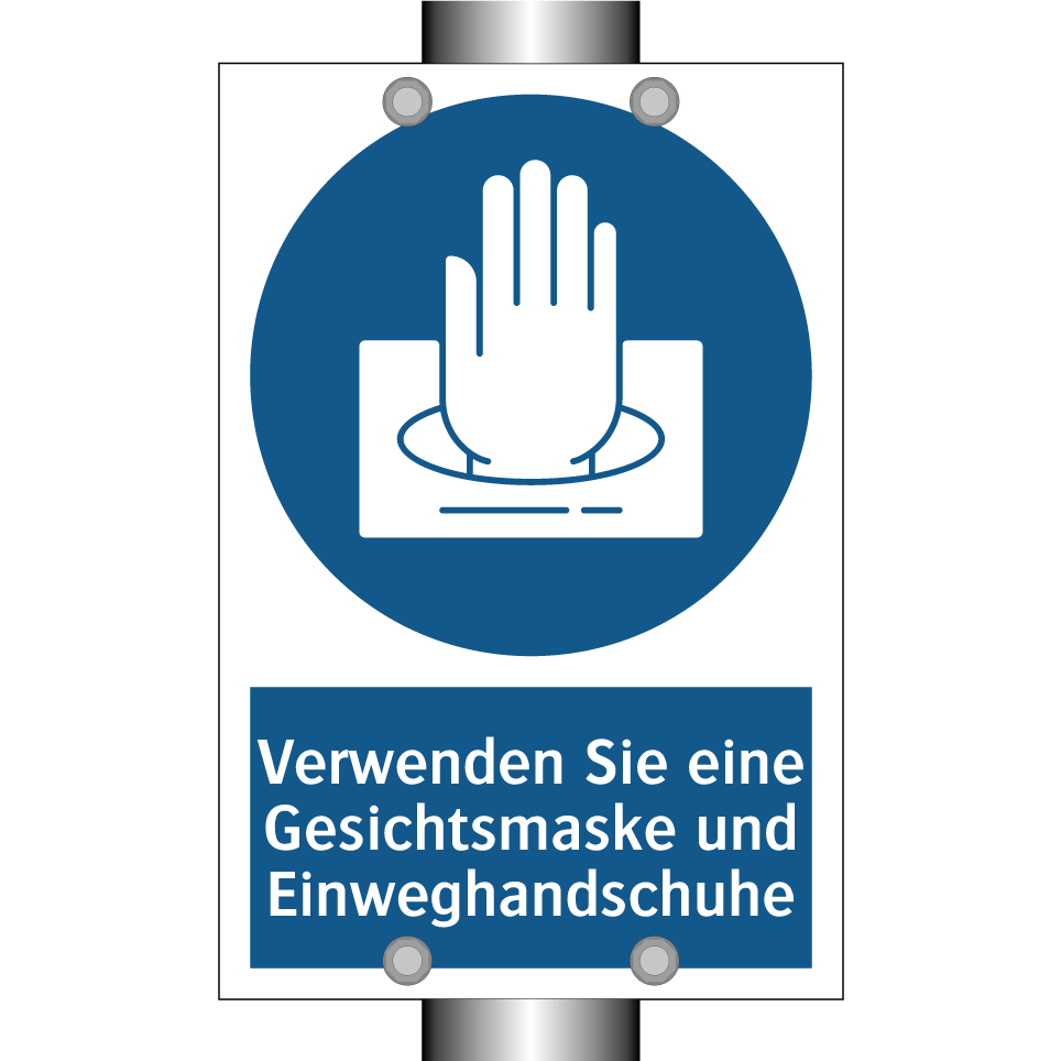 Verwenden Sie eine Gesichtsmaske und Einweghandschuhe