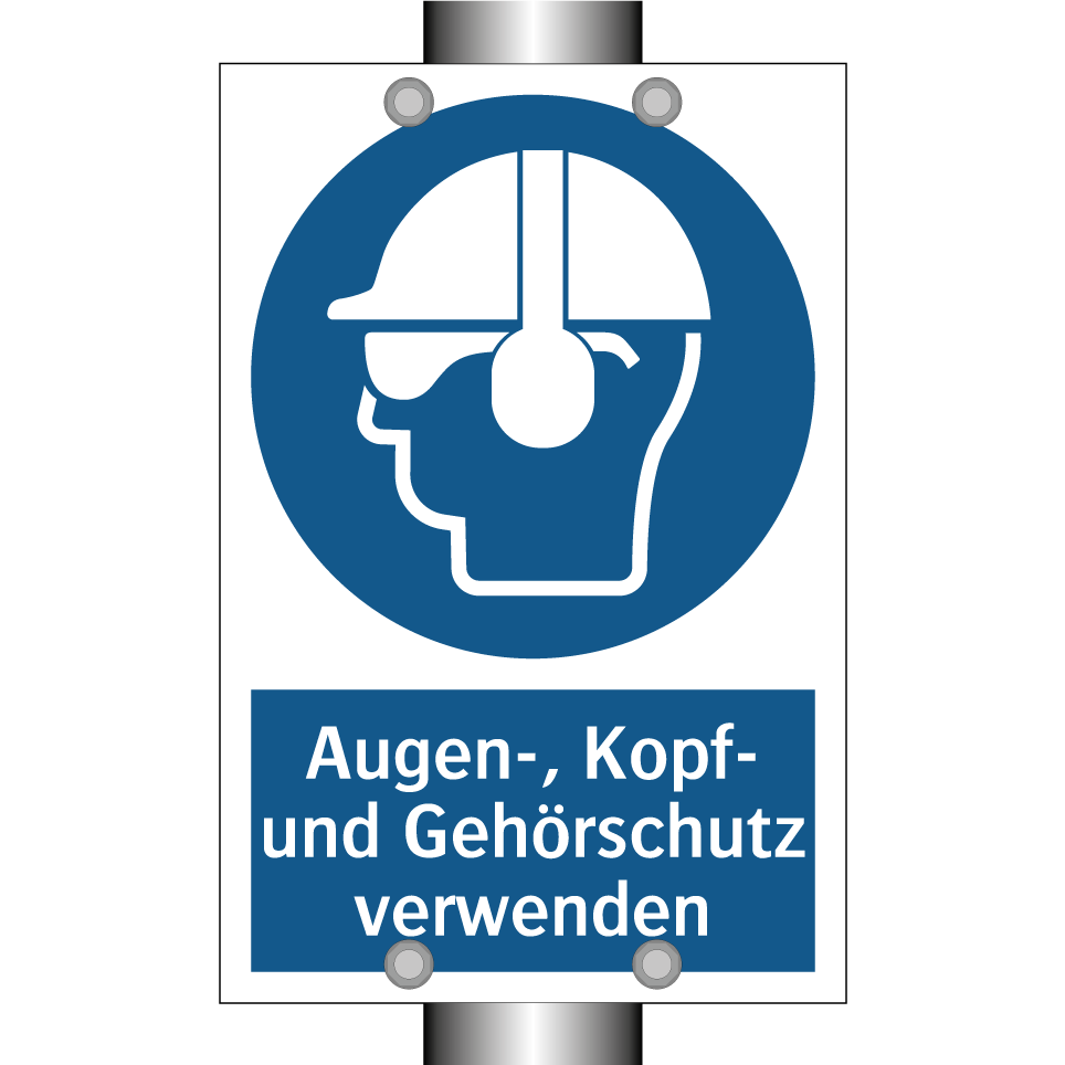 Augen-, Kopf- und Gehörschutz verwenden