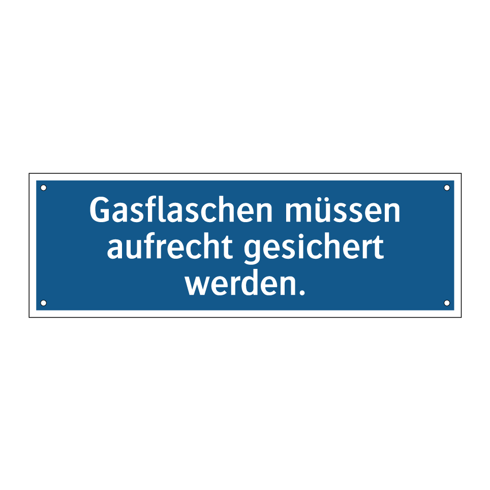 Gasflaschen müssen aufrecht gesichert werden.