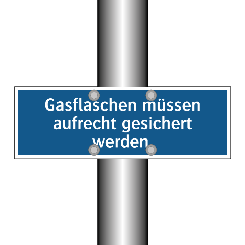 Gasflaschen müssen aufrecht gesichert werden.