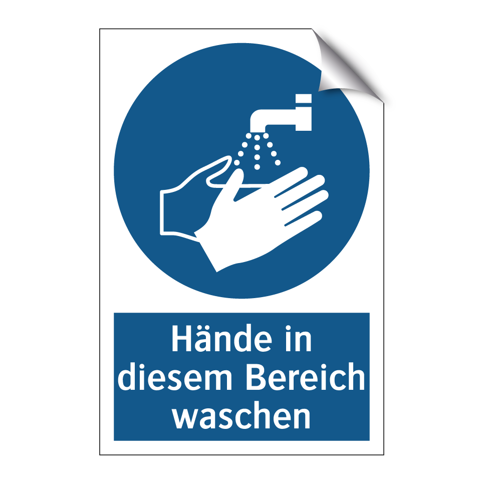 Hände in diesem Bereich waschen