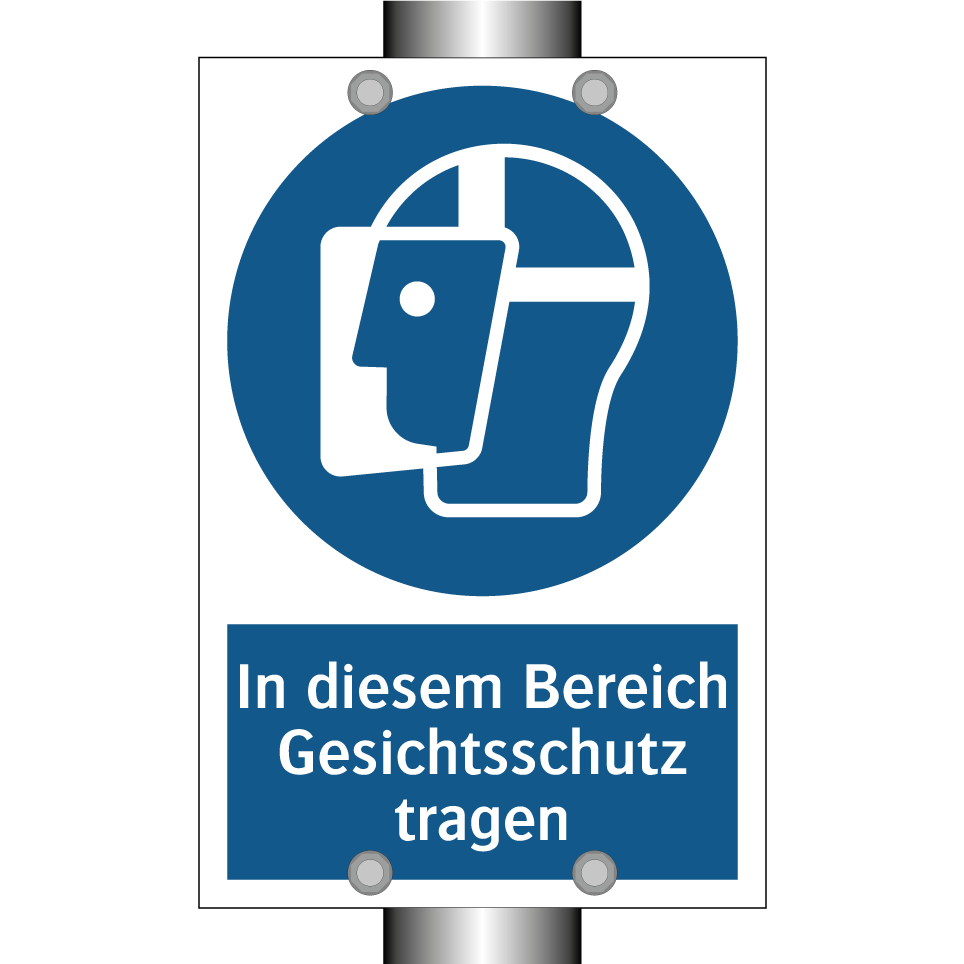 In diesem Bereich Gesichtsschutz tragen