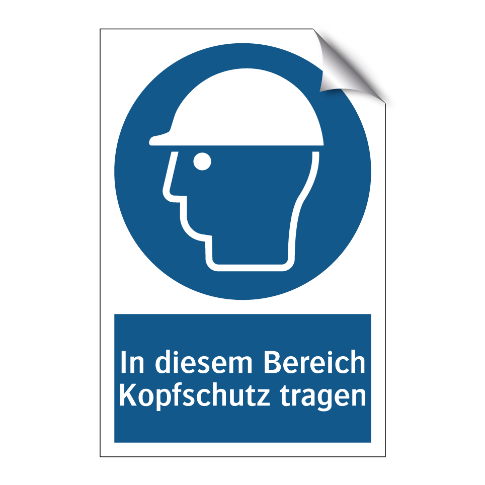 In diesem Bereich Kopfschutz tragen