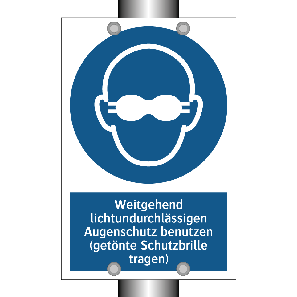 Weitgehend lichtundurchlässigen Augenschutz benutzen (getönte Schutzbrille tragen)