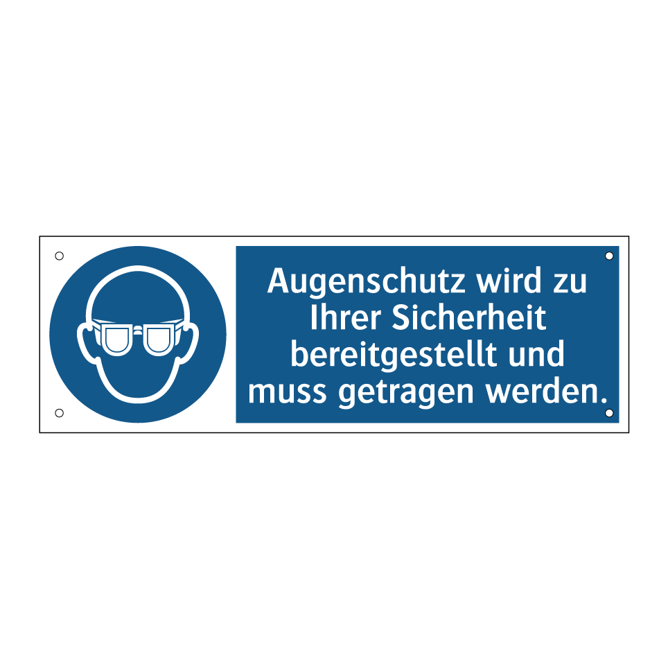 Augenschutz wird zu Ihrer Sicherheit bereitgestellt und muss getragen werden.