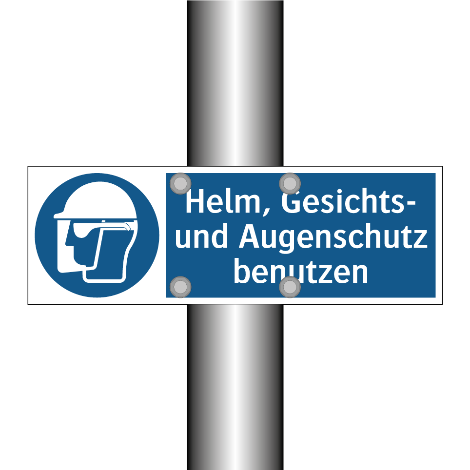 Helm, Gesichts- und Augenschutz benutzen