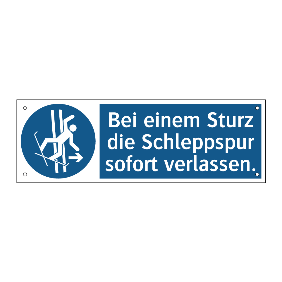 Bei einem Sturz die Schleppspur sofort verlassen.