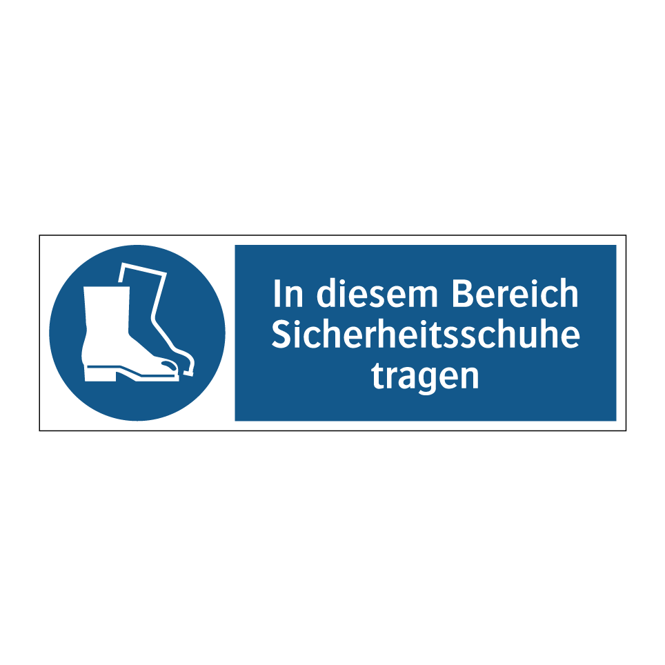 In diesem Bereich Sicherheitsschuhe tragen