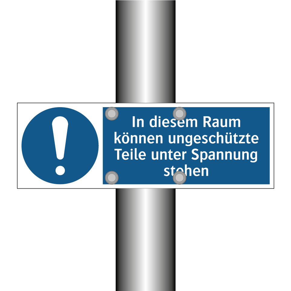 In diesem Raum können ungeschützte Teile unter Spannung stehen