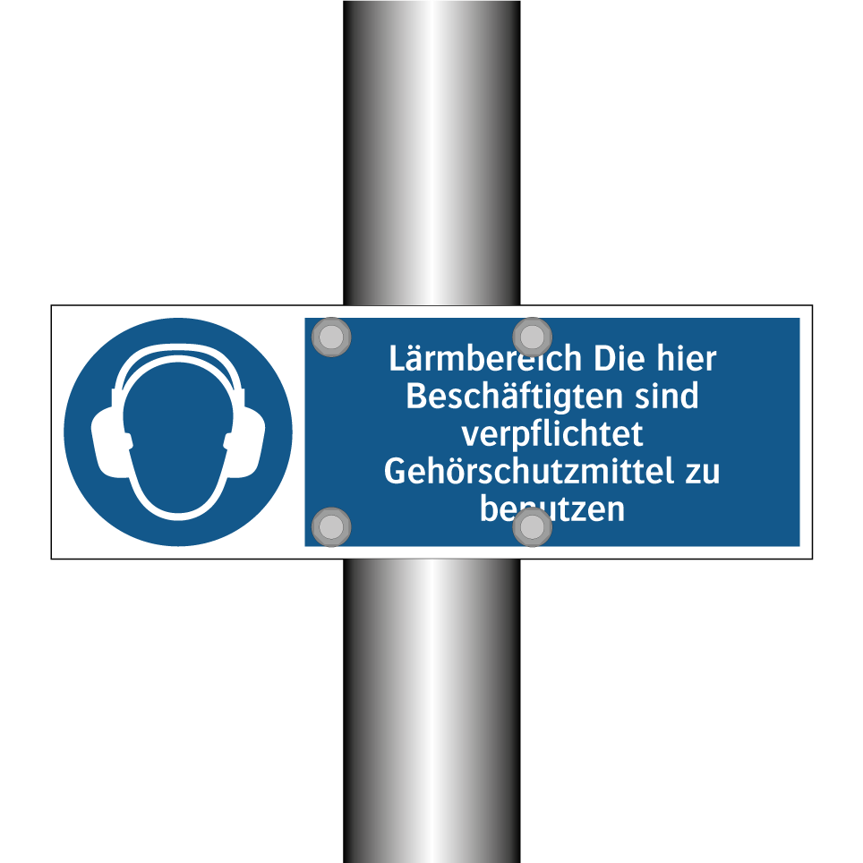 Lärmbereich Die hier Beschäftigten sind verpflichtet Gehörschutzmittel zu benutzen