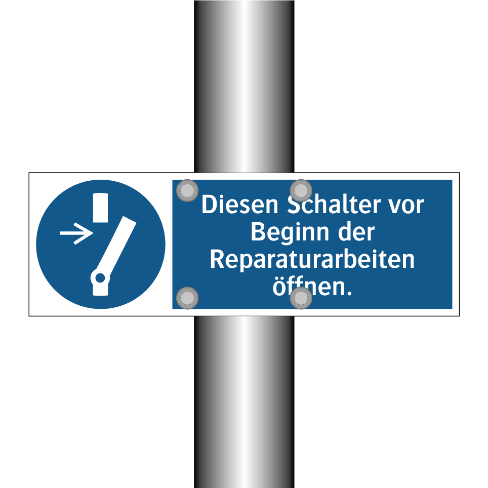 Diesen Schalter vor Beginn der Reparaturarbeiten öffnen.
