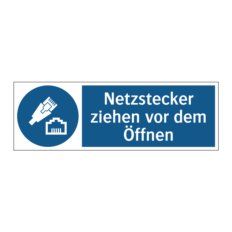 Netzstecker ziehen vor dem Öffnen