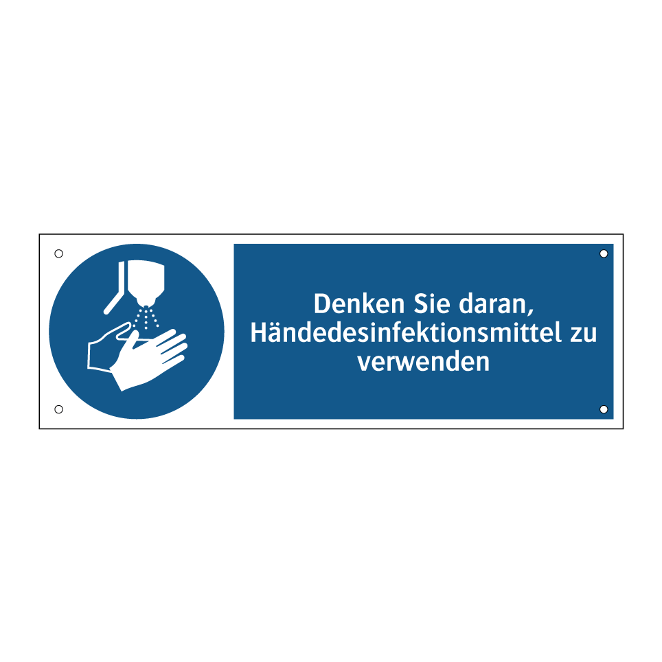Denken Sie daran, Händedesinfektionsmittel zu verwenden