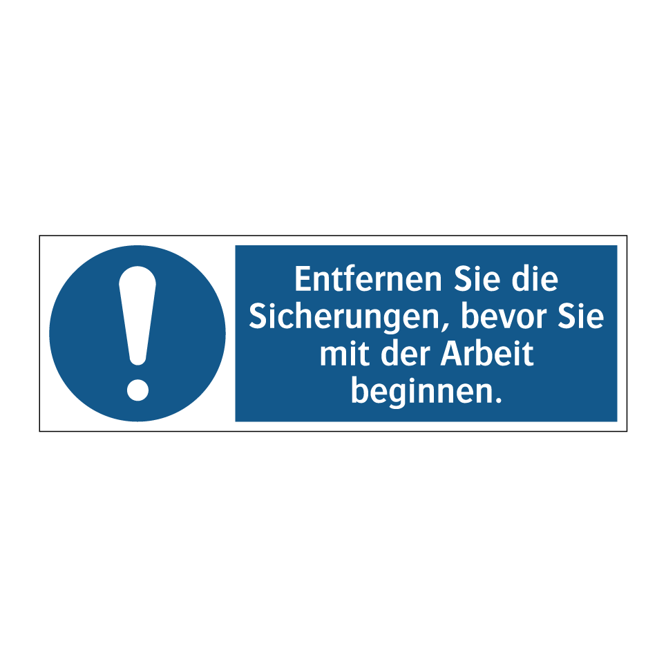 Entfernen Sie die Sicherungen, bevor Sie mit der Arbeit beginnen.