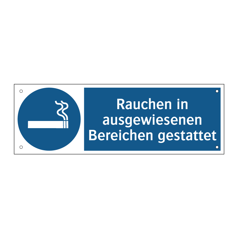 Rauchen in ausgewiesenen Bereichen gestattet