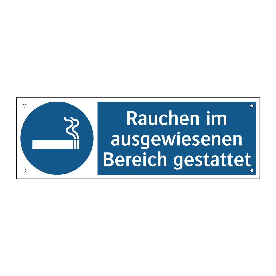 Rauchen im ausgewiesenen Bereich gestattet