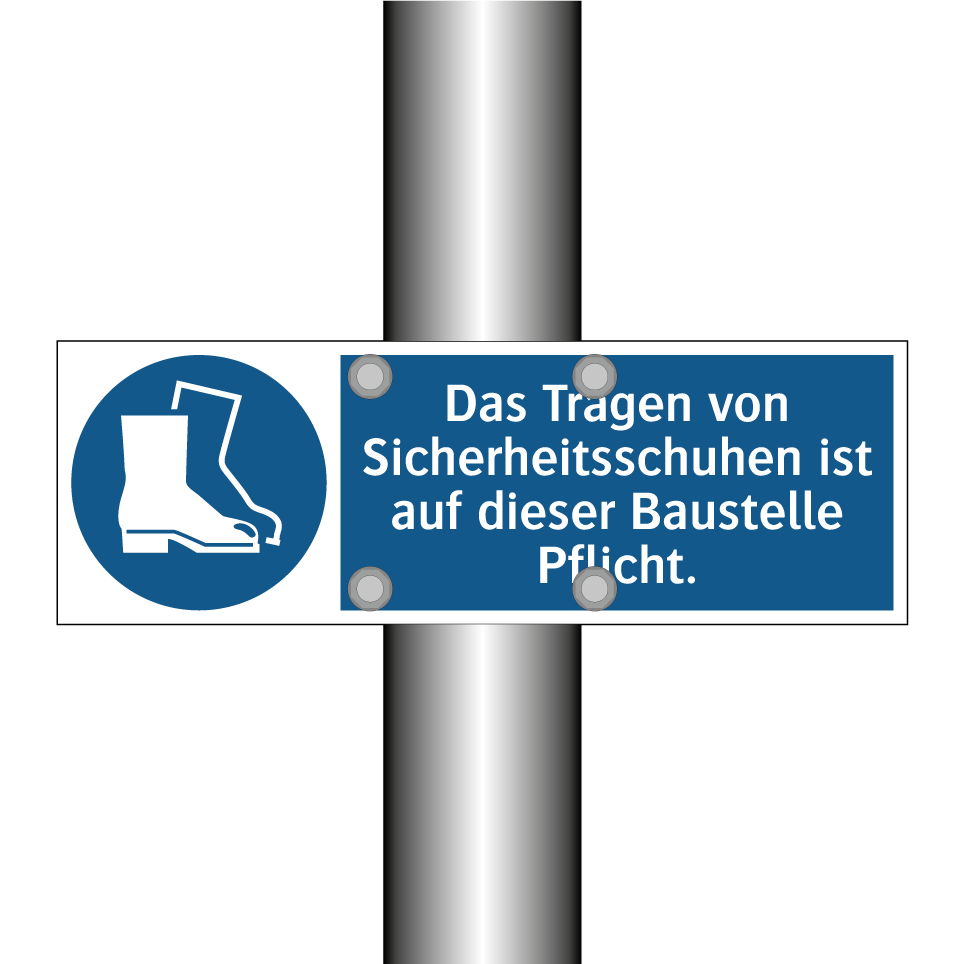 Das Tragen von Sicherheitsschuhen ist auf dieser Baustelle Pflicht.