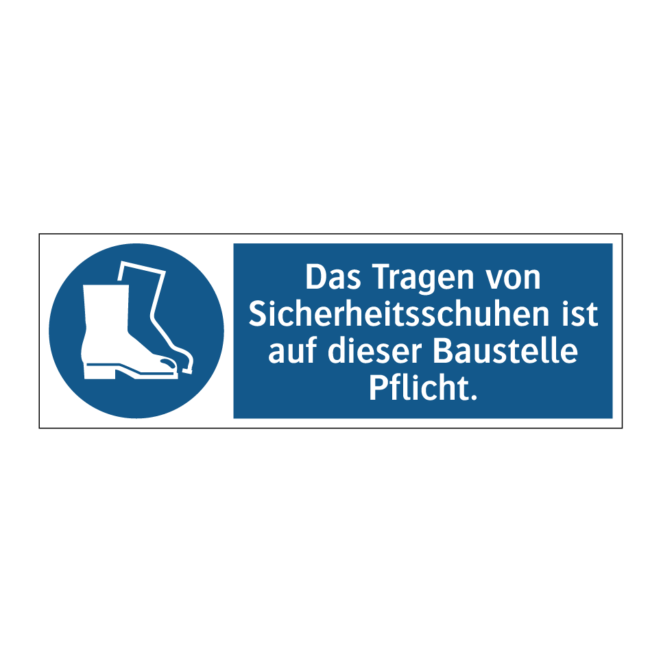 Das Tragen von Sicherheitsschuhen ist auf dieser Baustelle Pflicht.