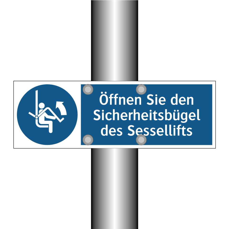 Öffnen Sie den Sicherheitsbügel des Sessellifts