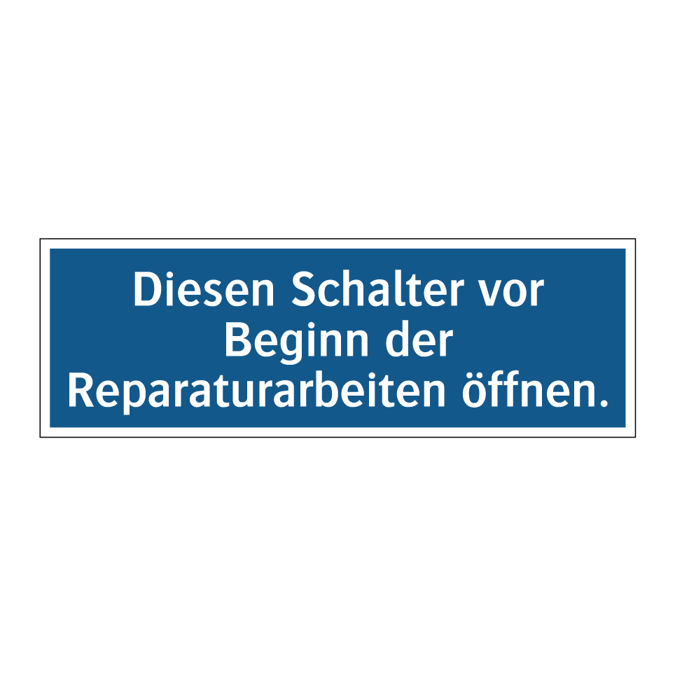 Diesen Schalter vor Beginn der Reparaturarbeiten öffnen.