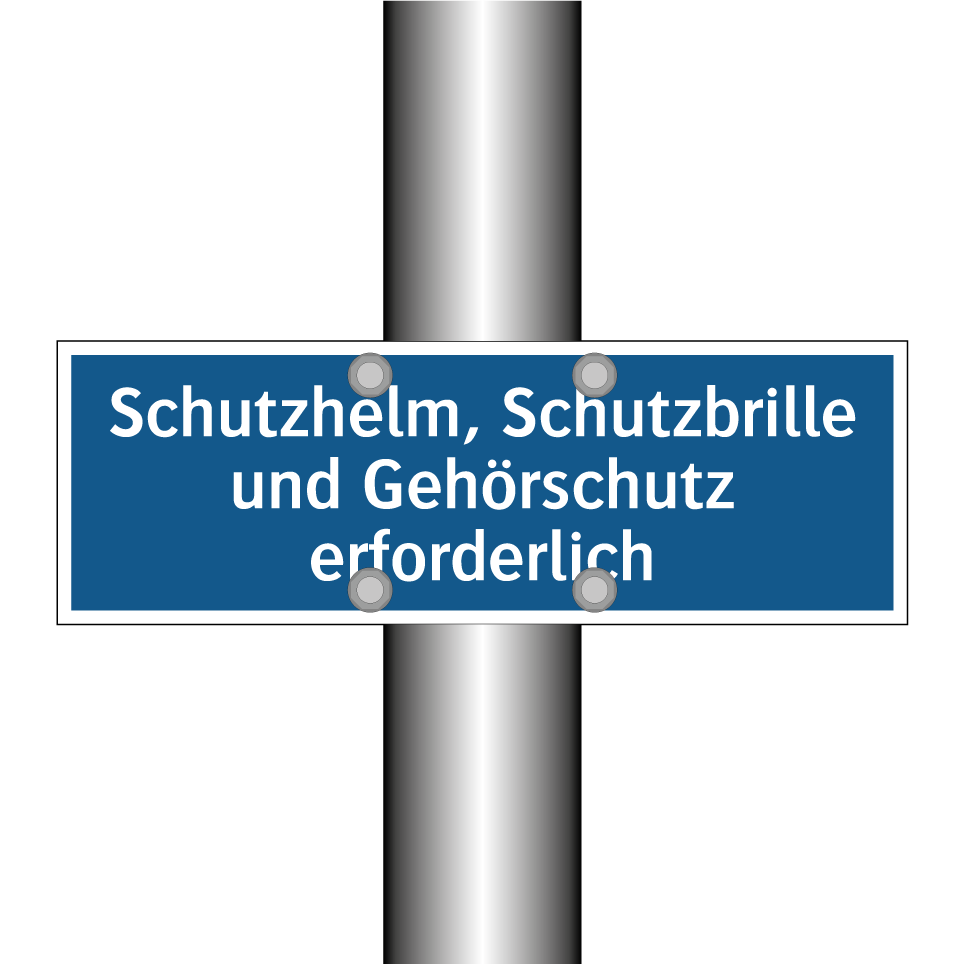 Schutzhelm, Schutzbrille und Gehörschutz erforderlich