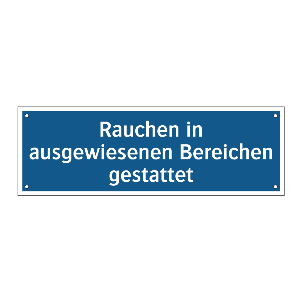 Rauchen in ausgewiesenen Bereichen gestattet
