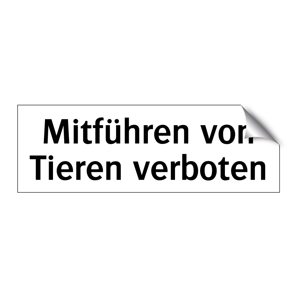 Mitführen von Tieren verboten
