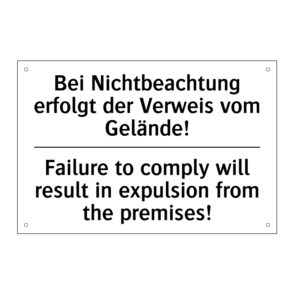 Bei Nichtbeachtung erfolgt der /.../ - Failure to comply will result /.../