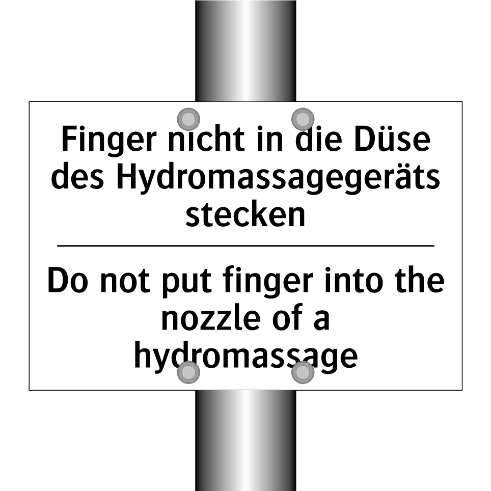Finger nicht in die Düse des Hydromassagegeräts /.../ - Do not put finger into the nozzle /.../