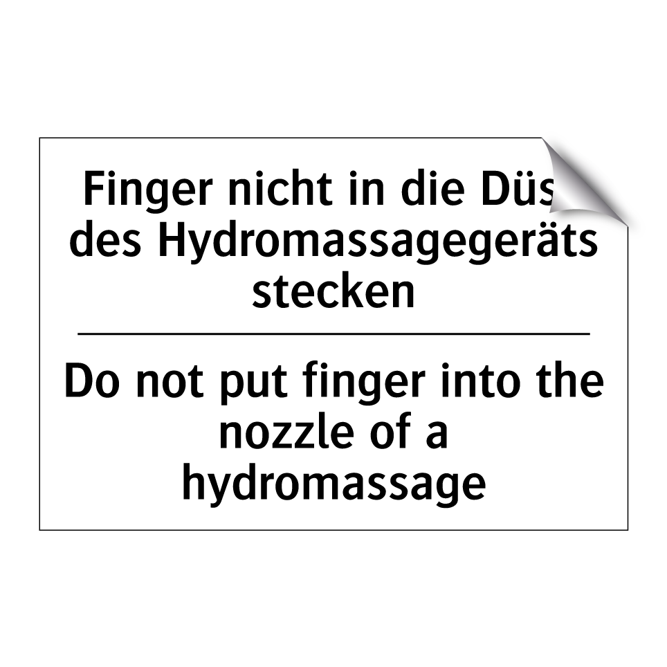 Finger nicht in die Düse des Hydromassagegeräts /.../ - Do not put finger into the nozzle /.../