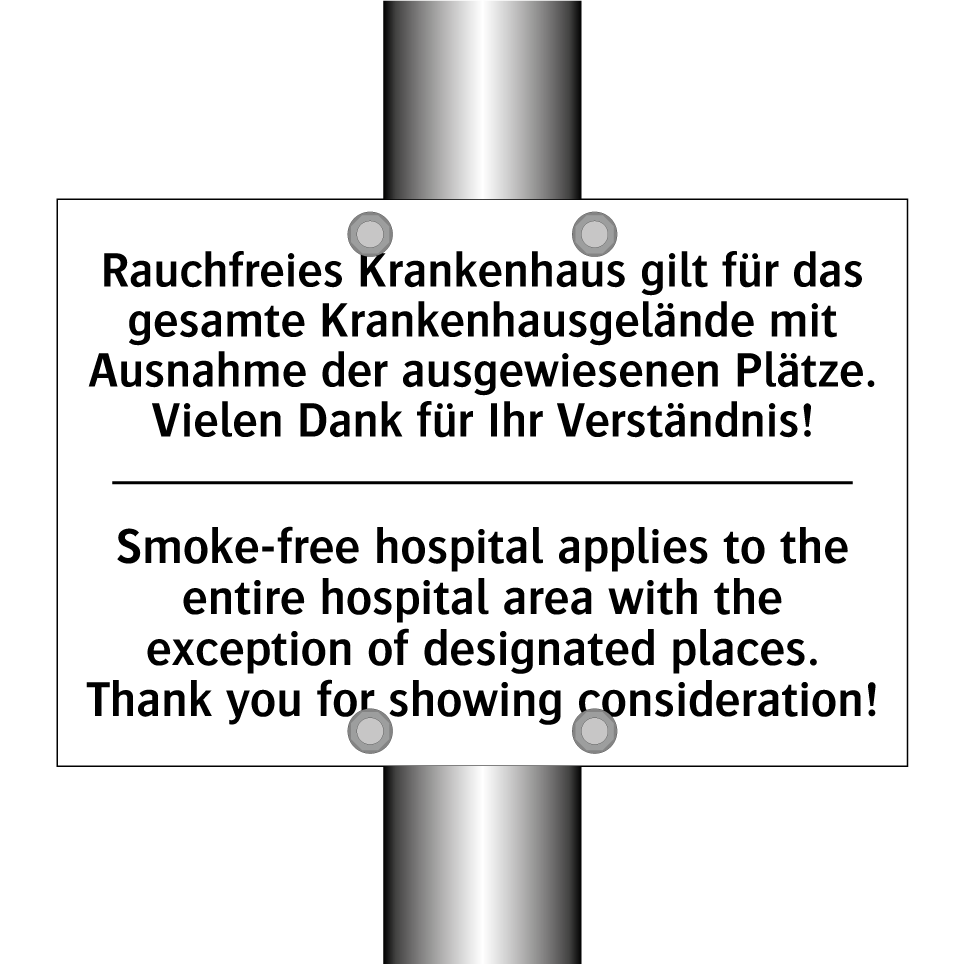 Rauchfreies Krankenhaus gilt für /.../ - Smoke-free hospital applies to /.../