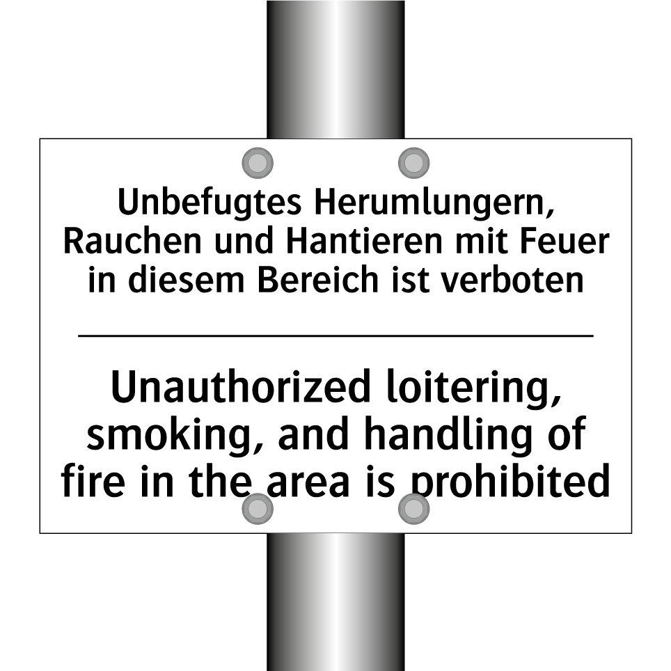 Unbefugtes Herumlungern, Rauchen /.../ - Unauthorized loitering, smoking, /.../