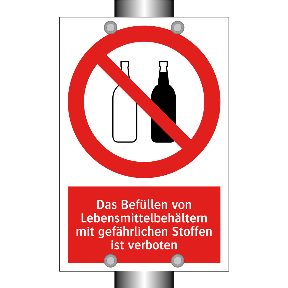 Das Befüllen von Lebensmittelbehältern mit gefährlichen Stoffen ist verboten
